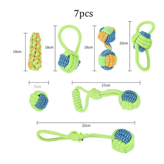 Dog Rope Chew Toy Set | 4pcs/7pcs Bite-Resistant Training Toys
