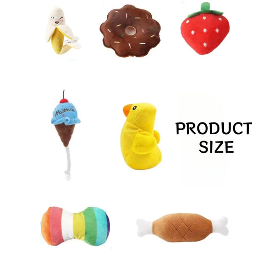 7-Piece Plush Dog Toy Set | Cute Fruit & Vegetable Chew Toys