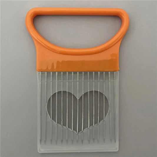 Stainless Steel Onion Slicer Holder – Vegetable Cutting Fork & Kitchen Tool