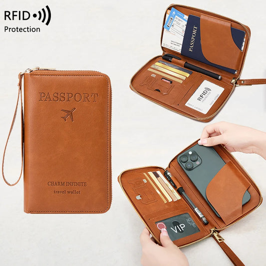 RFID Passport Wallet – Travel Organizer with Wrist Strap