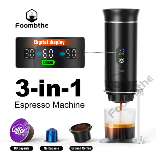 Foombthe 3-in-1 Portable Espresso Maker – Digital Display Coffee Machine